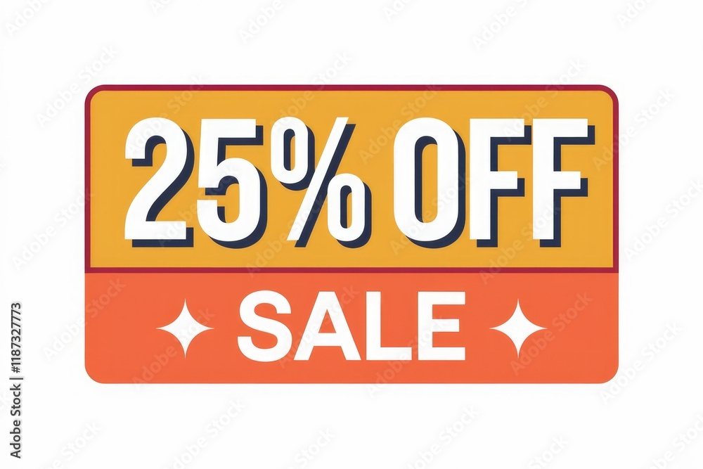 25% off sale banner, announcing a discount offer. 25% off sale banner, announcing a discount offer.
