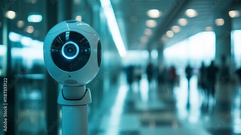 Security camera in modern building hallway. Security camera in modern building hallway.