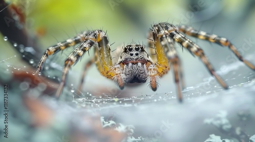 Wallpaper Mural Close-Up of a Spider with Intricate Web in Nature Background Torontodigital.ca