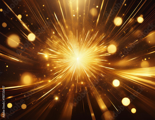 gold explosion motion light and bokeh effect holiday and party design fireworks hyperjump