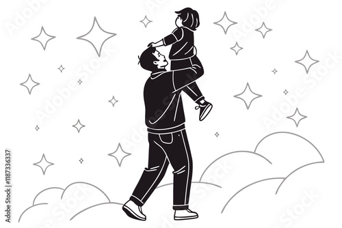 a father holding his son