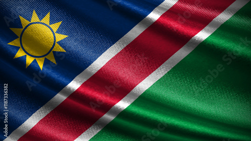 Plakat Namibia flag with realistic silky wave texture
