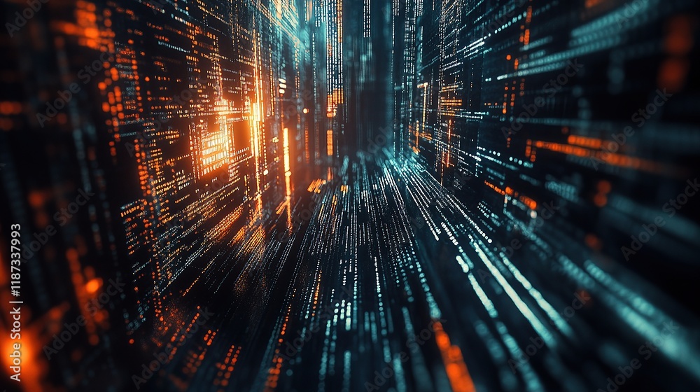 Obraz premium 3D Illustration of Computer Code and Programming Lines in Motion