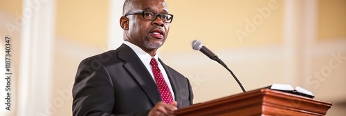 southern baptist african american preacher giving church sermon