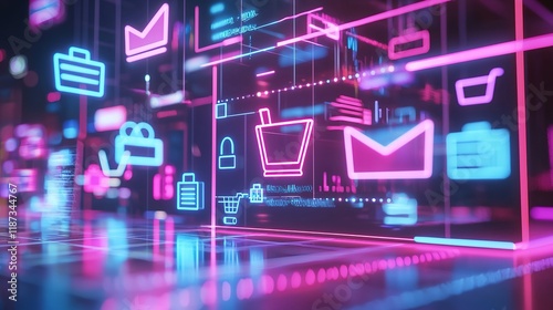 Visualizing online sales growth futuristic 3d representation of digital marketplaces in urban settings