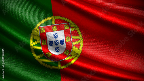 Obraz na plátně Portugal flag with realistic silky wave texture