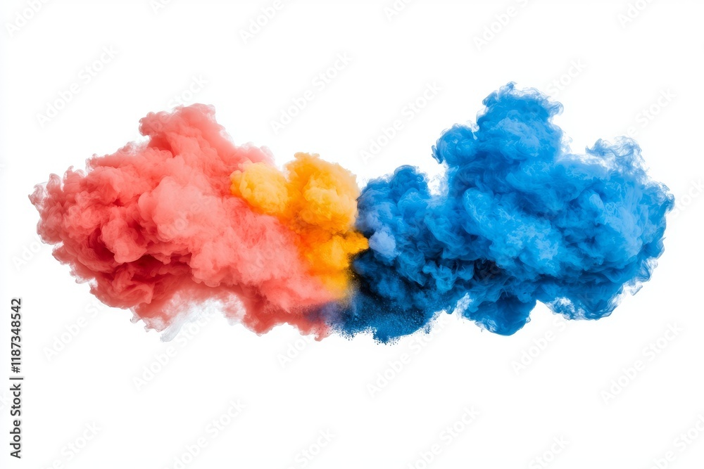 Fototapeta premium A burst of vibrant rainbow Holi paint and colored powder. Stock. Digital art illustration