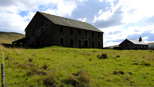 Titterstone Clee Hills Abandoned buidings. Building believed to have been used for loading stone into Railway Wagons with associated support buildings photo