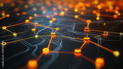 Conceptual rendering of procurement process showcasing abstract node symbolic arrow representing sourcing strategy