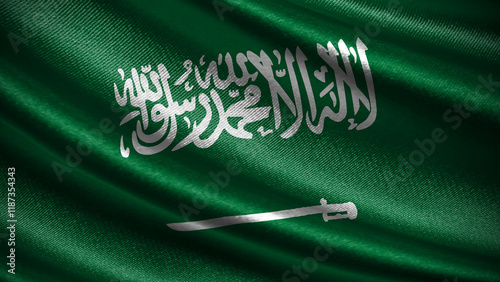 Cuadro en lienzo Saudi Arabia flag with realistic silky wave texture