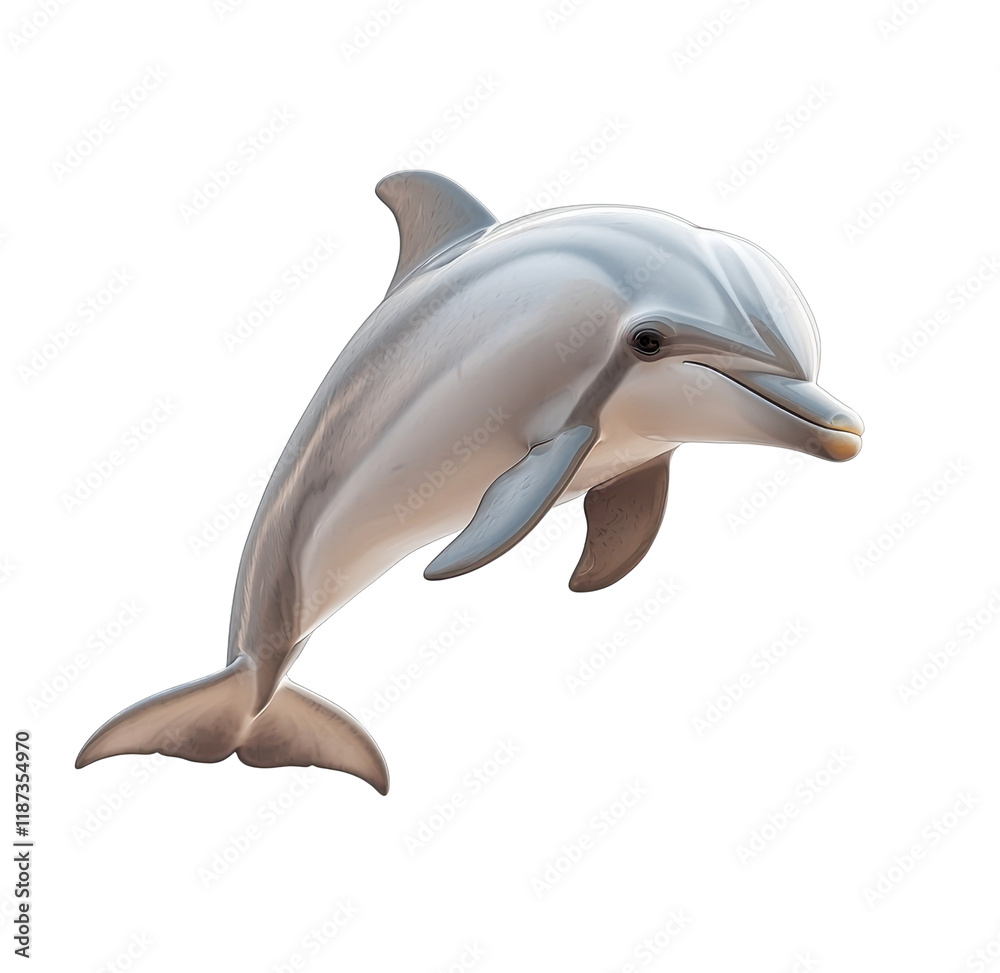 Obraz premium Playful baby dolphin on transparent background