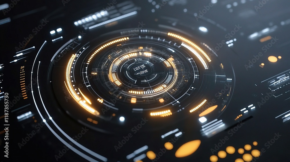 Futuristic Digital Technology Display with Dynamic Layout Elements Futuristic Digital Technology Display with Dynamic Layout Elements