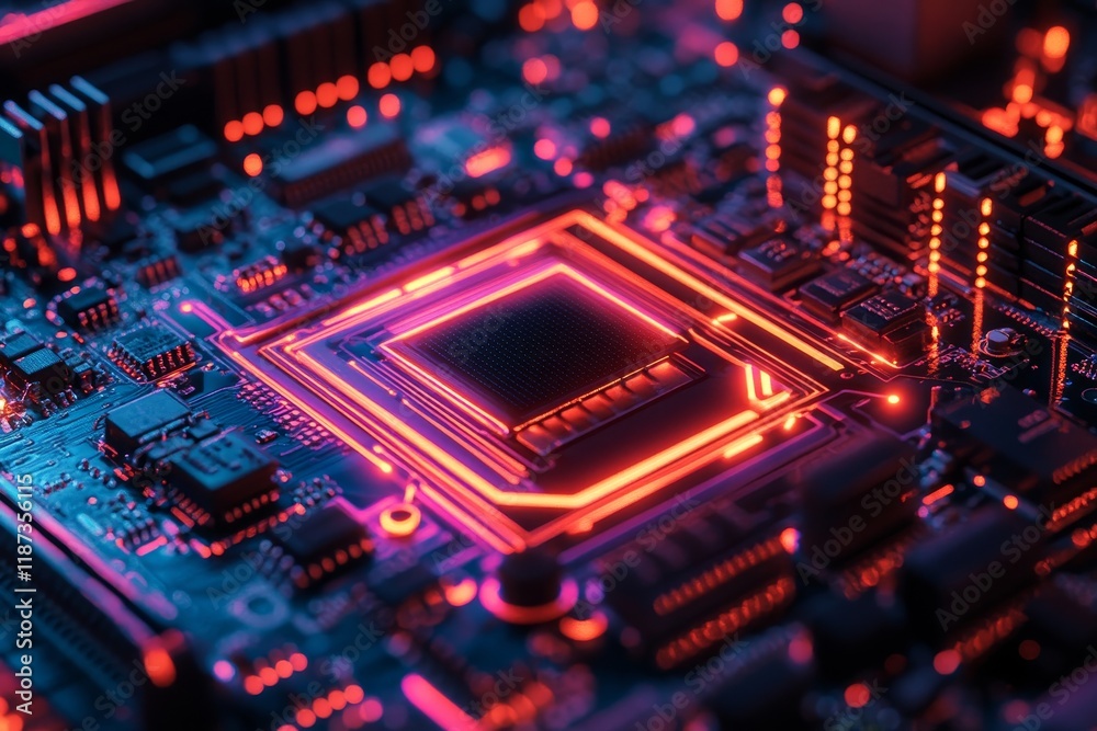 Digital Tech with glowing, intersecting neon lines, Generative AI Digital Tech with glowing, intersecting neon lines, Generative AI