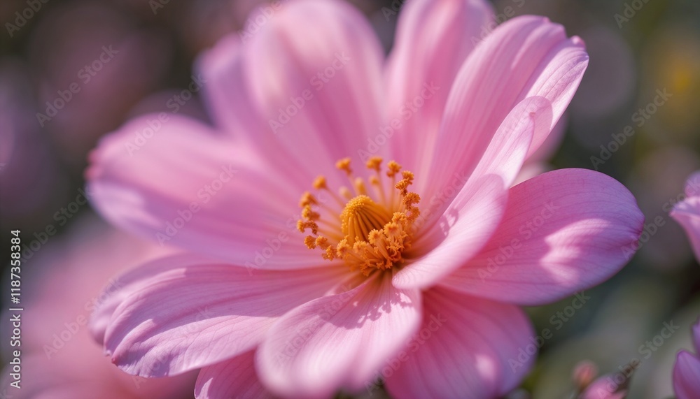 Pink flower blooming with a soft focus background representing spring beauty Pink flower blooming with a soft focus background representing spring beauty