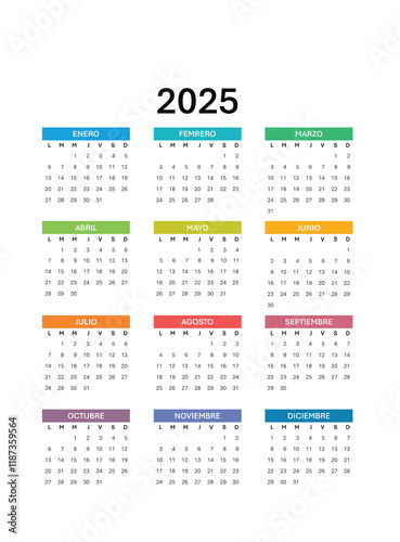 Calendario 2025 Español 2025 Spanish calendar,Calendar 2025 Annual Calendar 2025.