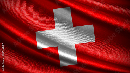 Fotografie Switzerland flag with realistic silky wave texture