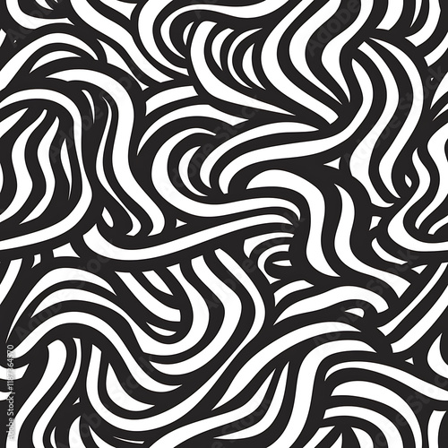 Abstract Black and White Swirl - Seamless Repeating Pattern