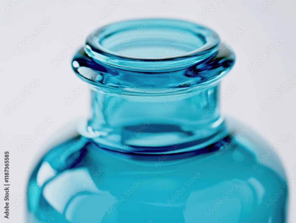 Blue glass vase with a clear top. The vase is sitting on a white surface Blue glass vase with a clear top. The vase is sitting on a white surface