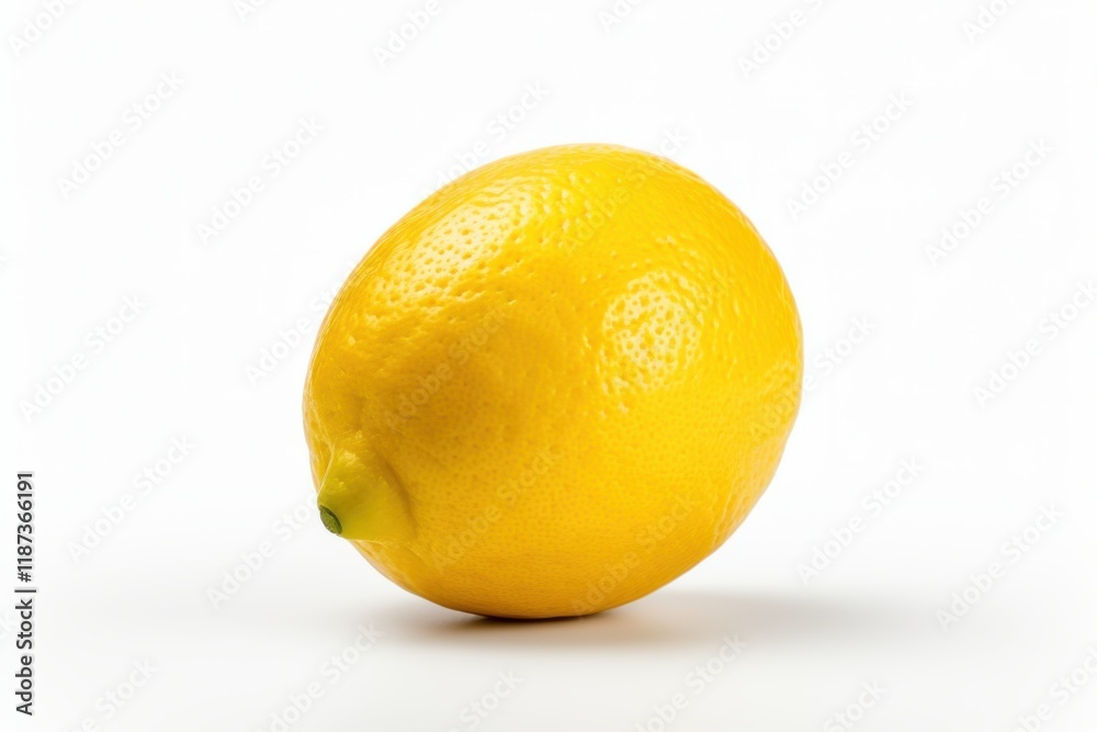 Bright yellow lemon resting on a clean white surface showcasing its natural sheen and texture Bright yellow lemon resting on a clean white surface showcasing its natural sheen and texture
