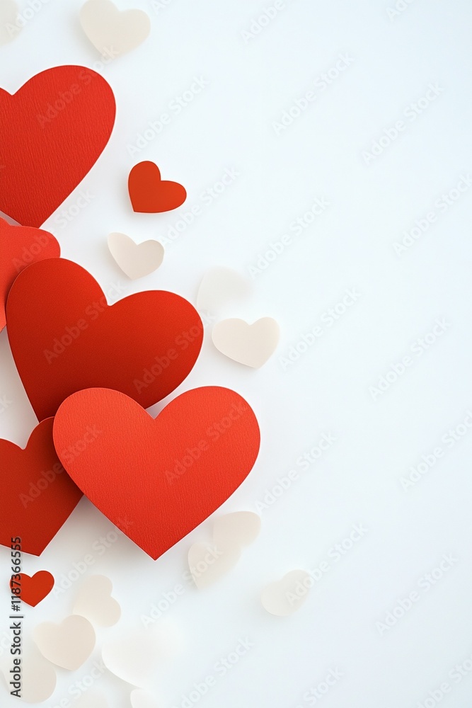 White background with a bunch of red hearts White background with a bunch of red hearts