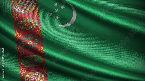 Turkmenistan flag with realistic silky wave texture