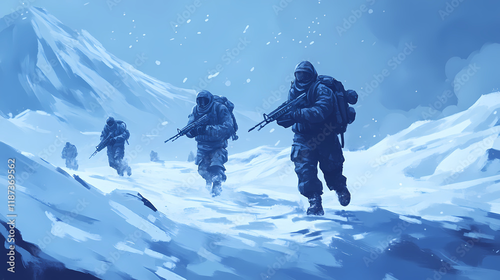 custom made wallpaper toronto digitalSoldiers in winter combat: a snowbound military scene. Snowbound. Illustration