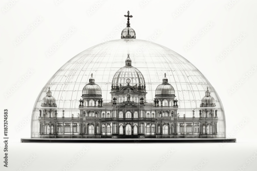 Fototapeta premium Intricate architectural model of a grand dome structure showcasing detailed design and craftsmanship