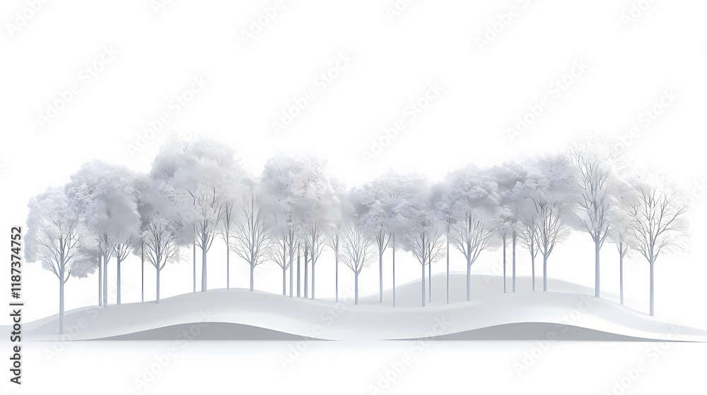 custom made wallpaper toronto digitalWhite trees on a snowy landscape scene. Snowbound. Illustration