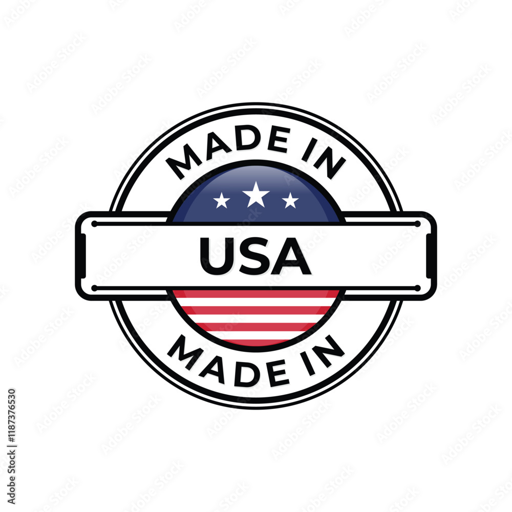 Made in USA label icon emblem isolated on white background Made in USA label icon emblem isolated on white background
