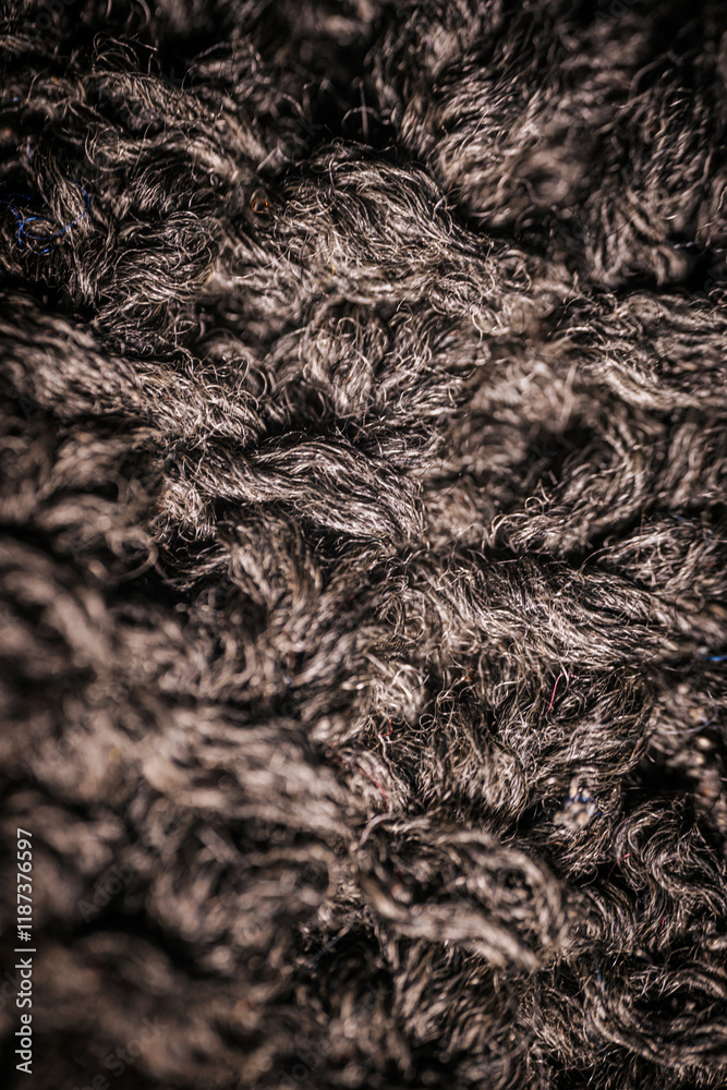 A detailed macro view of dark knitted fabric, showcasing the rich texture and thick yarn weave. The image emphasizes the material's soft and cozy appearance. A detailed macro view of dark knitted fabric, showcasing the rich texture and thick yarn weave. The image emphasizes the material's soft and cozy appearance.