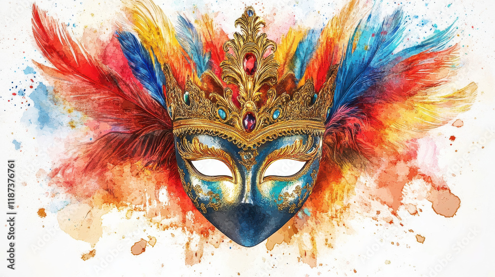 custom made wallpaper toronto digitalColorful Venetian Mask Illustration with Abstract Background