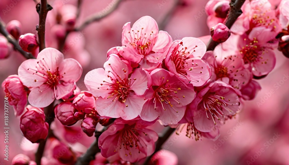 Obraz premium Pink plum blossoms.