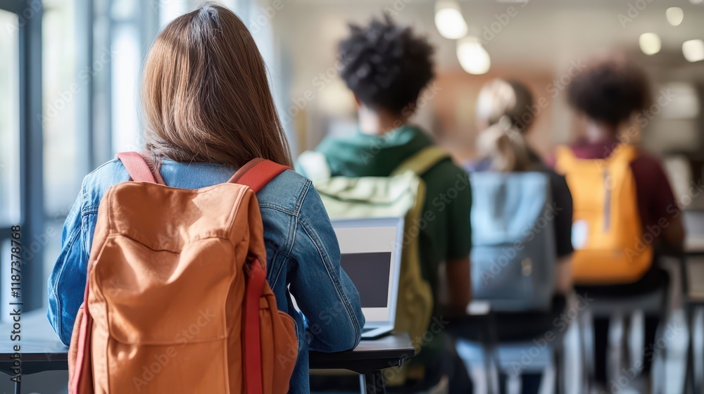 Diverse group of students in classroom focused on learning Diverse group of students in classroom focused on learning