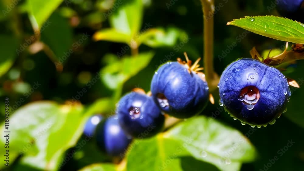Ripe Blueberries with Dewdrops: A Close-Up of Nature's Bounty Ripe Blueberries with Dewdrops: A Close-Up of Nature's Bounty