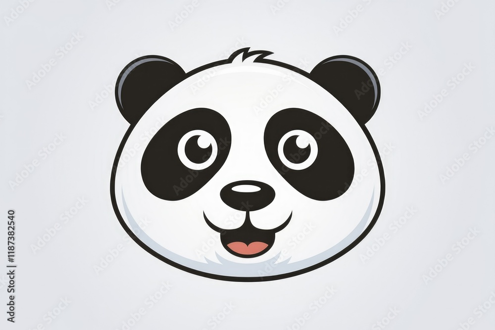 Adorable cartoon panda face with big eyes and a happy smile. Adorable cartoon panda face with big eyes and a happy smile.