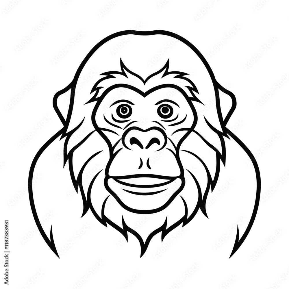 Elegant Orangutan Line Art Design Elegant Orangutan Line Art Design
