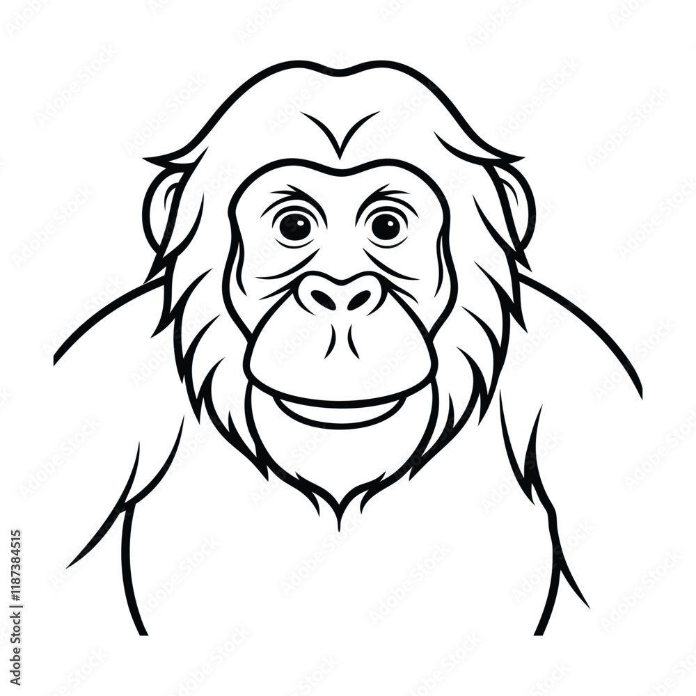 Elegant Orangutan Line Art Design Elegant Orangutan Line Art Design