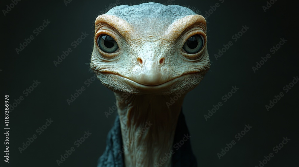 Naklejka premium A cartoonish looking ostrich with a big, goofy grin on its face