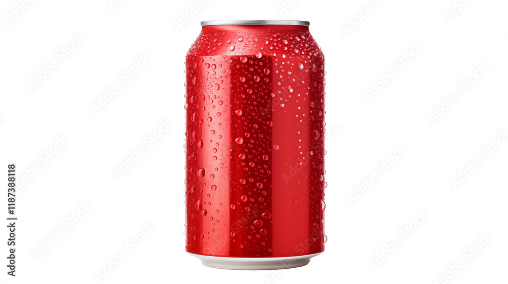 Refreshing Red Soda Can with Condensation Drops Refreshing Red Soda Can with Condensation Drops
