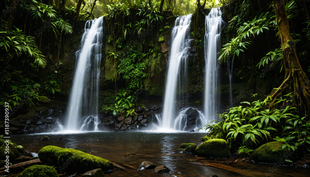 Obraz premium Cascade paisible dans une forêt tropicale