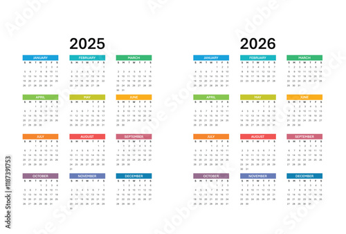 Calendar for 2025-2026 Week starts on Sunday