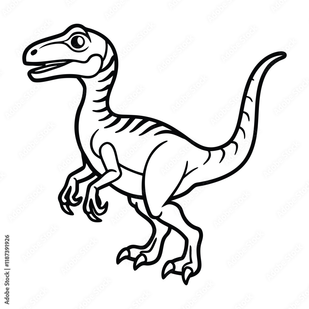 Fototapeta premium Elegant Velociraptor Line Art