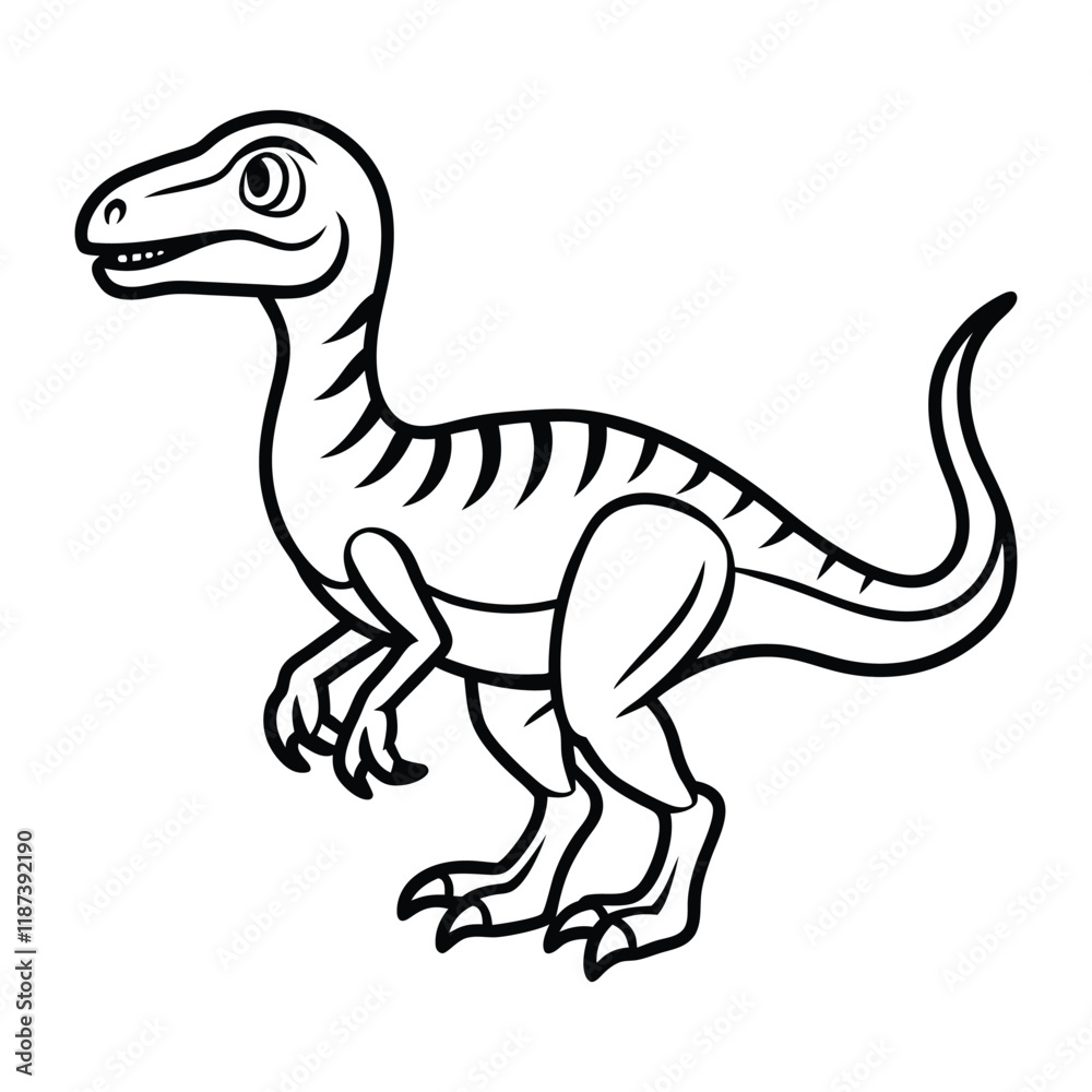 Elegant Velociraptor Line Art