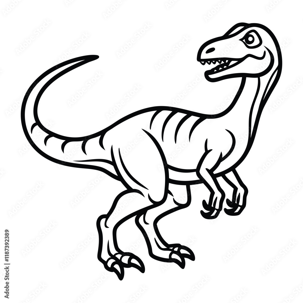 Fototapeta premium Elegant Velociraptor Line Art