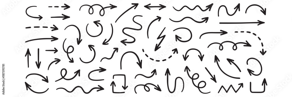 Diverse Hand-Drawn Arrow Icons Set for Design Diverse Hand-Drawn Arrow Icons Set for Design