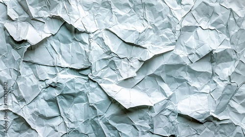 Crumpled light blue paper texture background.