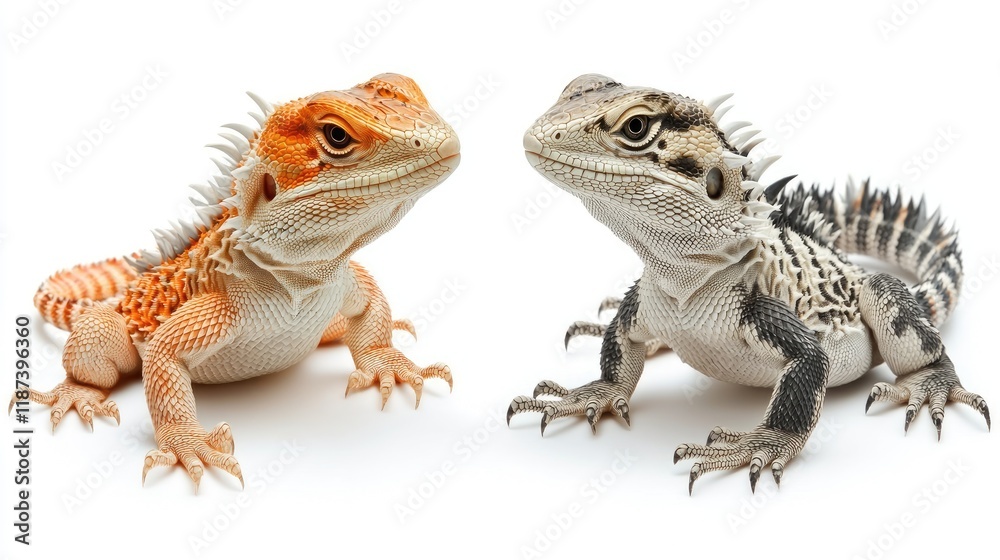 Naklejka premium Bearded dragon interaction reptile habitat animal photography bright environment close-up unique species characteristics