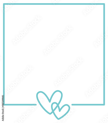 Heart Square Frame | Cute Border | Heart Decorative Element | Vector Valentine Design