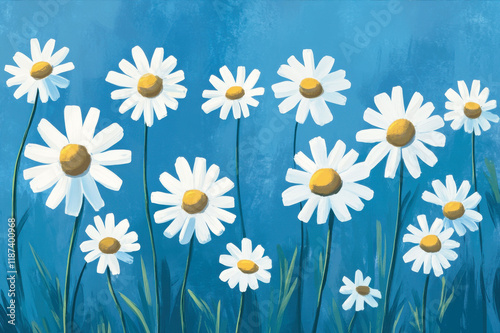 Daisies on a blue background