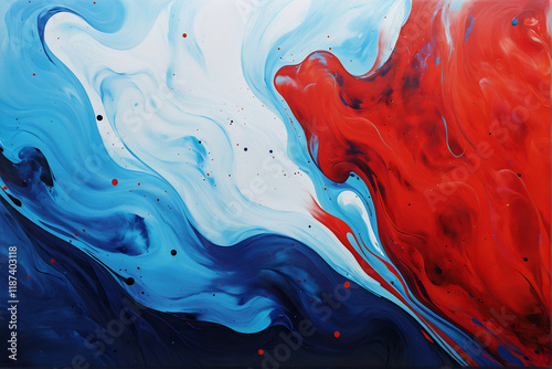 Red, White, and Blue Fluid Acrylic Abstract Art Background